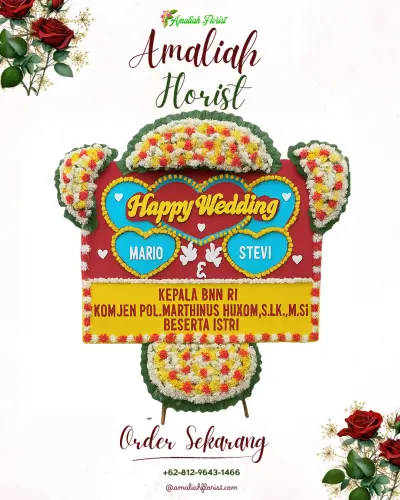 Karangan Papan Bunga Pernikahan di Ciasem